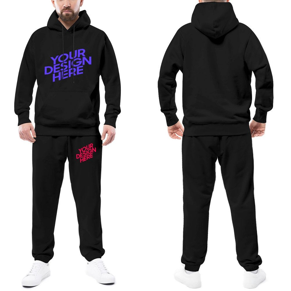 2-tgl. Set Herren Damen Unisex Jogging Sportanzug Sweatshirt Pullover Trainingsanzug Hoodie + Hose mit Foto selbst gestalten und bedrucken