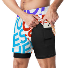 Lade das Bild in den Galerie-Viewer, Multi-Image-Design Herren Bademode Badehose Sport Beachshorts Männer mit Fotos Muster Text Logo selbst gestalten und bedrucken
