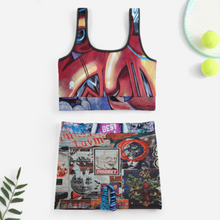 Lade das Bild in den Galerie-Viewer, Multi-Image-Design Hochwertiges Yoga Set Trainingsanzug mit Crop Top und Short 2-tlg YJ052 mit Foto Design Motiv Text selbst gestalten und bedrucken
