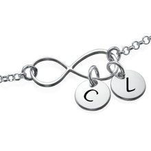 Lade das Bild in den Galerie-Viewer, Infinity-Armband mit Gravur/ Fußkette mit Initialen-Charms S0019 selbst gestalten
