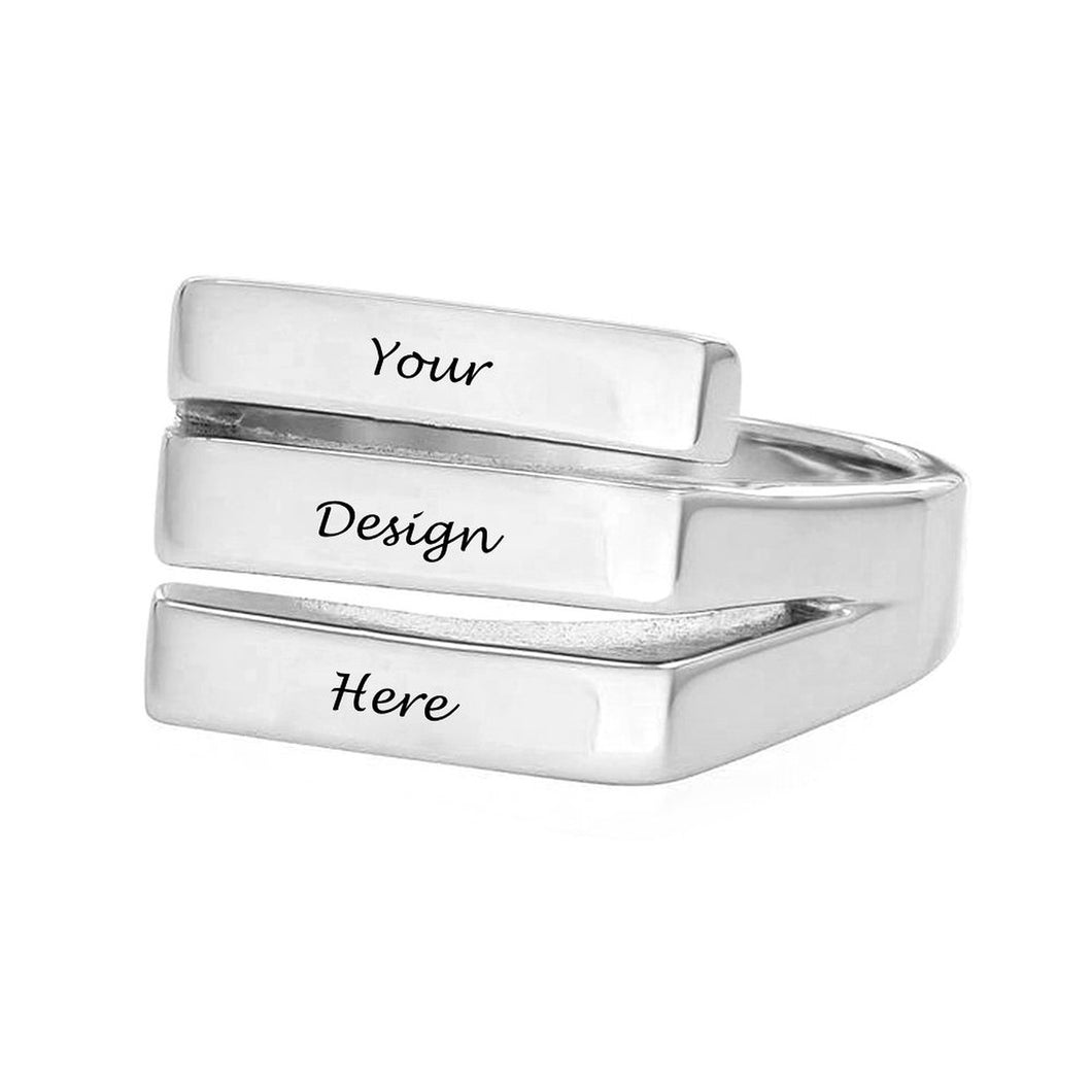 Personalisierter 925er Sterling Silber Trio Ring J0013 mit Gravur selbst gestalten