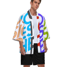 Lade das Bild in den Galerie-Viewer, Multi-Image-Druck Männer / Herren Kimono Mantel Jacke Top Cardigan Hemd Japanisch Retro mit 3/4 Arm ZS904 mit Fotos Muster Text Logo selbst gestalten und bedrucken
