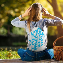 Lade das Bild in den Galerie-Viewer, Jutebeutel Segeltuch Canvas Kordelzugbeutel Kordeltasche Rucksack mit Kordelzug (Beidseitiger Druck mit dem gleichen Bild) mit Fotos Muster Text Logo selbst gestalten und bedrucken
