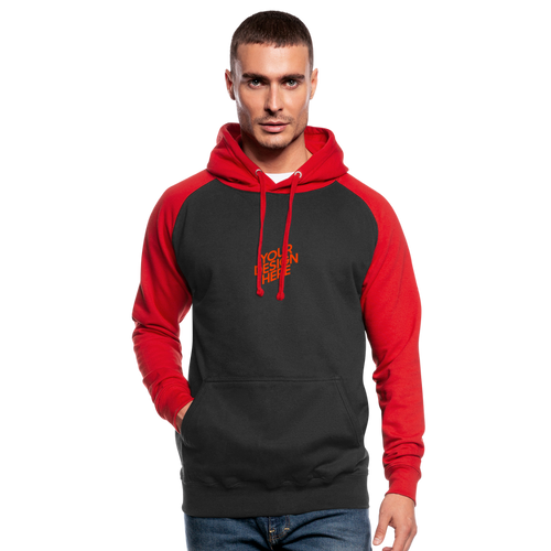 Sportlich Baseball Hoodie Herren/Männer selbst gestalten und bedrucken - Schwarz/Rot