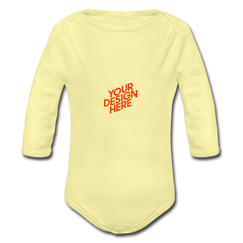 Organic Longsleeve Baby Bodysuit selbst gestalten und bedrucken - Hellgelb