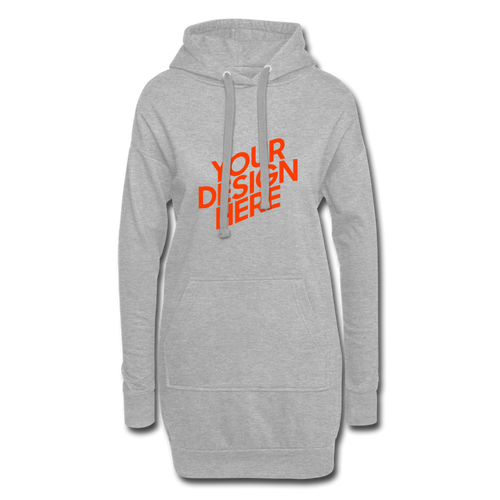 Hoodie Dress Damen/Frauen selbst gestalten und bedrucken - Grau meliert